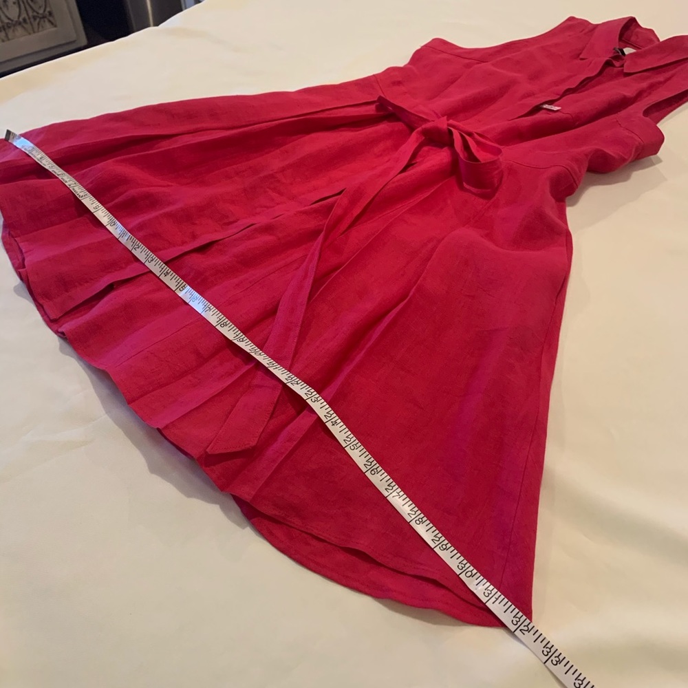 HD in Paris Anthropologie Printemps Linen Shirtdress Size 2 Raspberry color - Picture 11 of 16